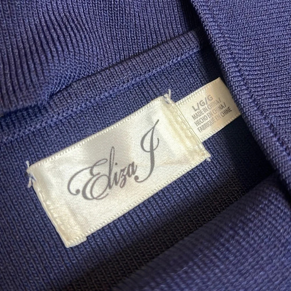 Eliza J Blue Stretch Jersey Knit Off The Shoulder Strappy Fitted Top - Picture 7 of 9